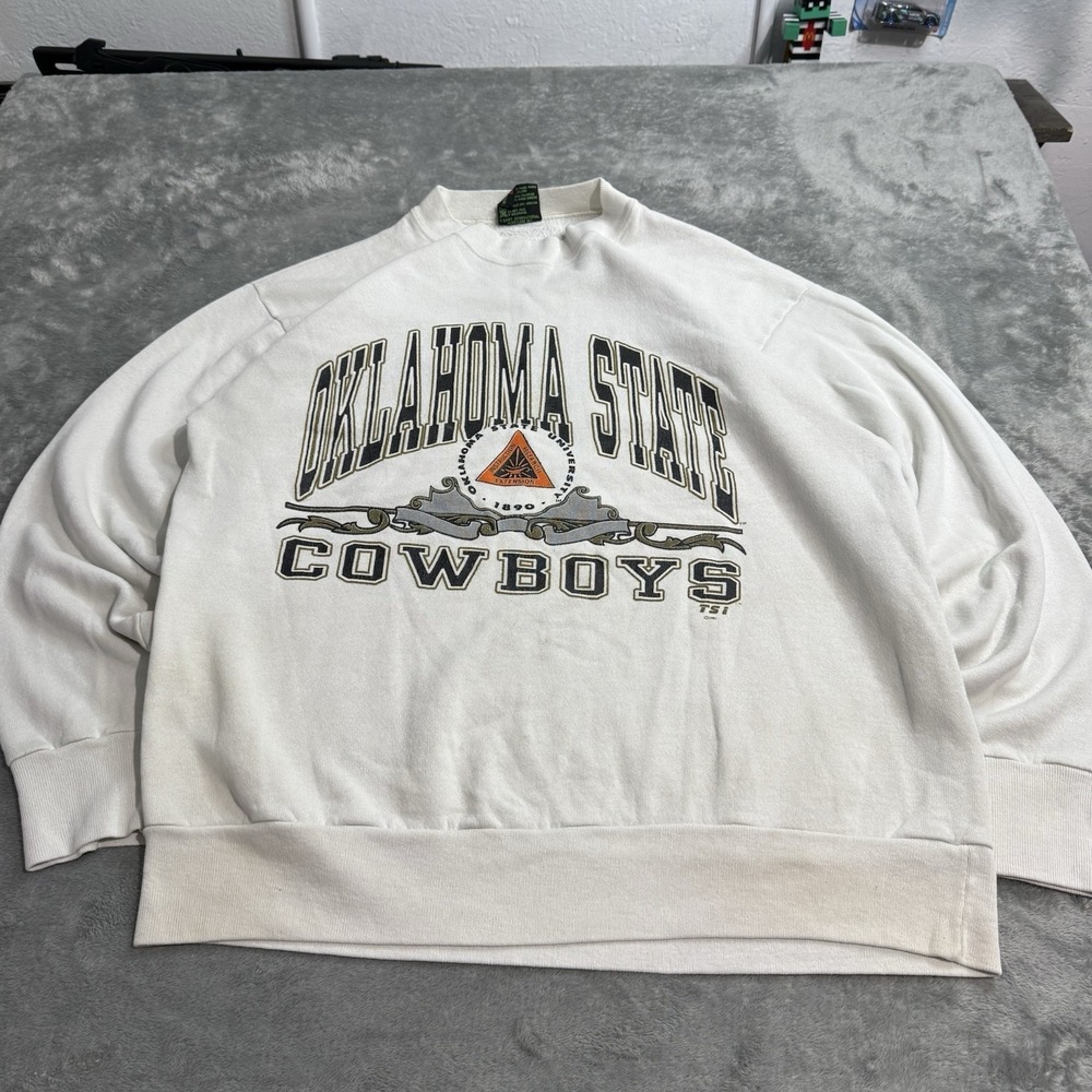 VTG 90s Oklahoma State University OSU Cowboys Crewneck Sweatshirt Mens L TSI USA